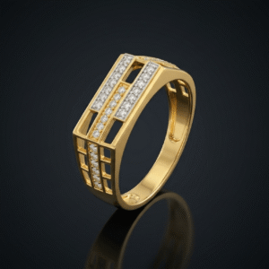 18ct mens gold ring signity stones 2