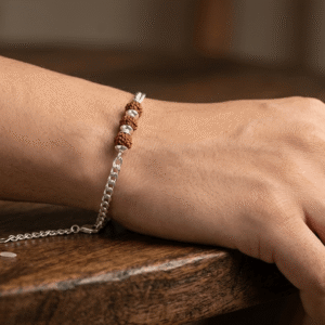 Rajyan jewellers 925 sterling silver curb chain triple rudraksha rakhi