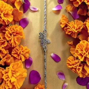 Rajyan jewellers pure silver shree flute peacock feather rakhi