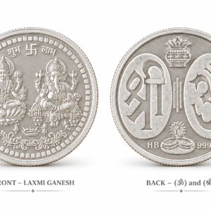 Features the sacred symbols "Shri" (श्री) and "Om" (ॐ) silver coin