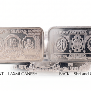 Rectangular silver coin Laxmi Ganesha