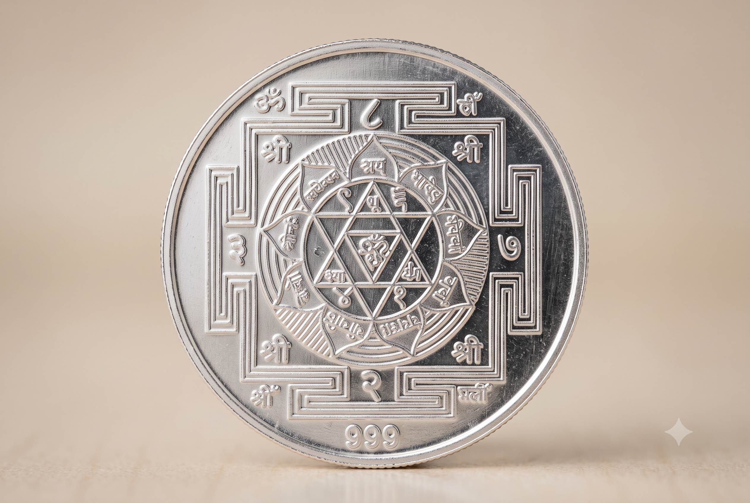 Shri yantra pure silver coin Shri Yantra Silver Coin - 999 Purity