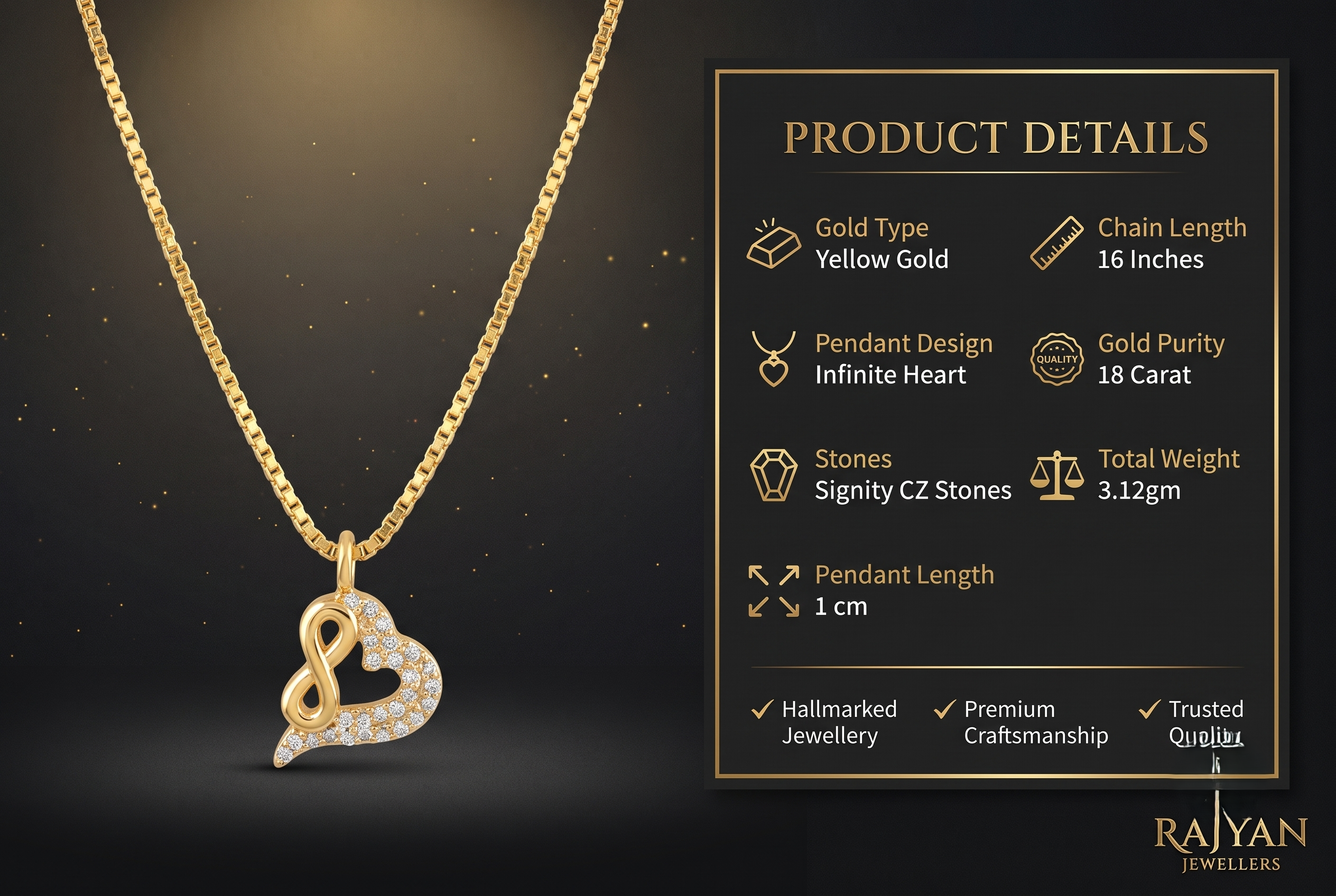 infinity-heart-pendant-chain-set-details 8 carat yellow gold Infinite Heart pendant