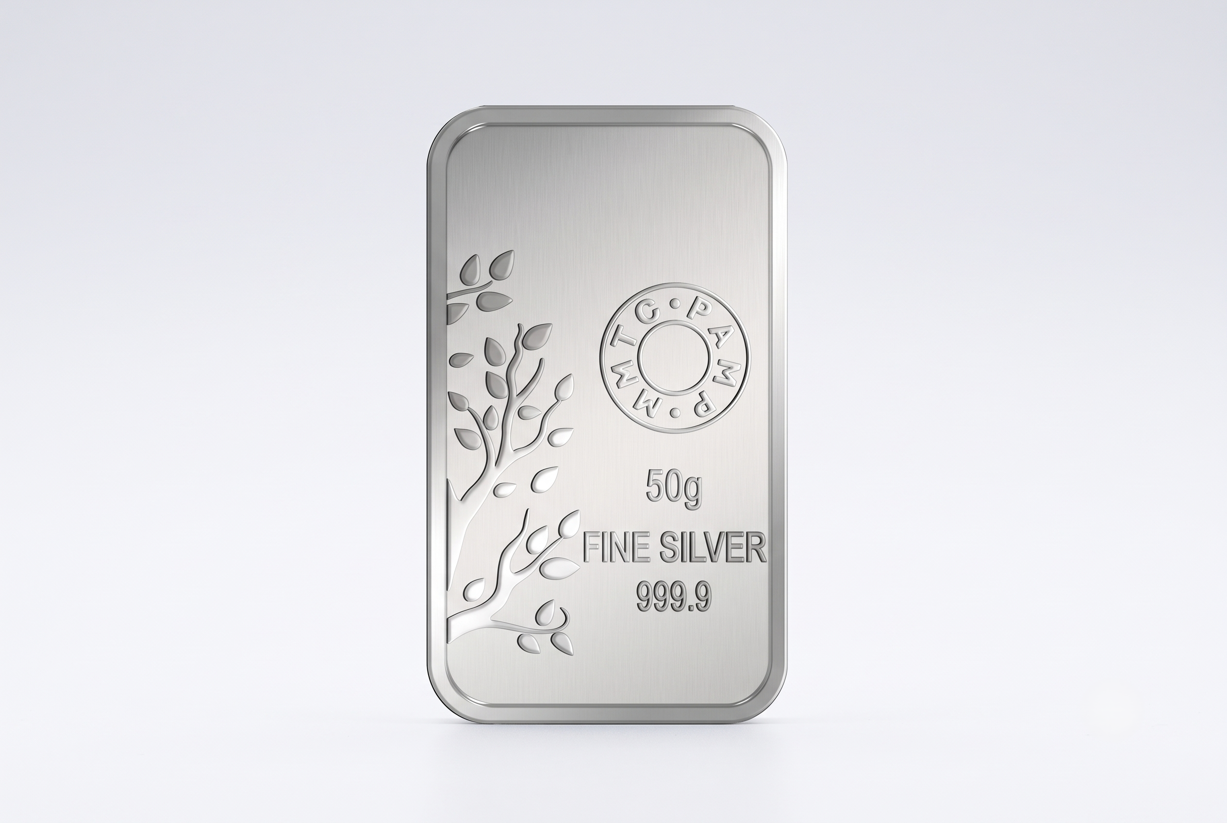 mmtc-fine-silver-bar-50gm pure fine silver bar with tree design