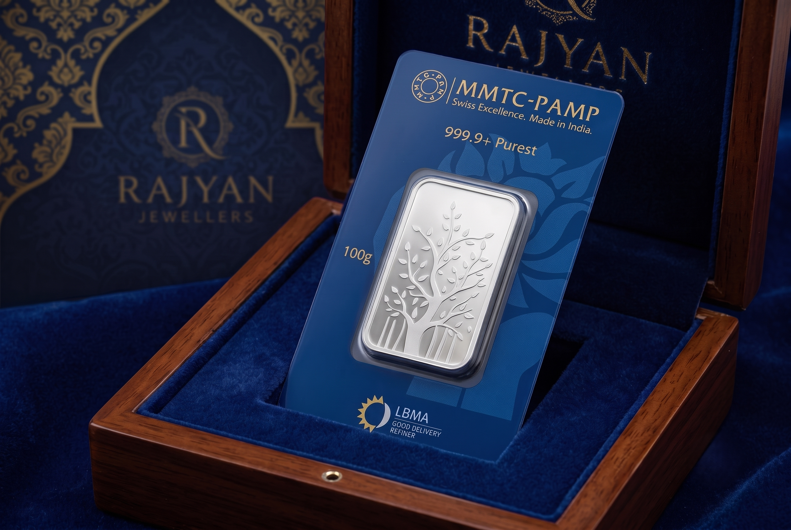 mmtc-pure-silver-bar-100gm 999.9+ pure silver bar-100gm