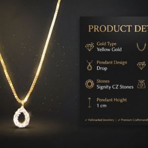 Rajyan Jewellers 18K yellow gold drop pendant and 16 inch chain set with 3.12g product details