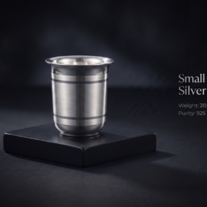 Small pure 925 silver glass weighing 20 grams with brushed matte finish on black background